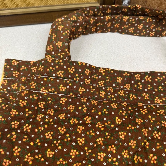 Vintage Handmade Bag Quilted Sewing Bag Tote Grocery Bag Retro Fabric - Picture 3 of 6